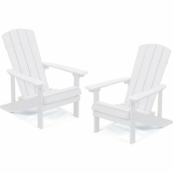 Moootto Patio Hips Plastic Adirondack Chair Weather Resistant Furniture for Lawn Balcony, 2PK TBZOEU006WT-WWHY